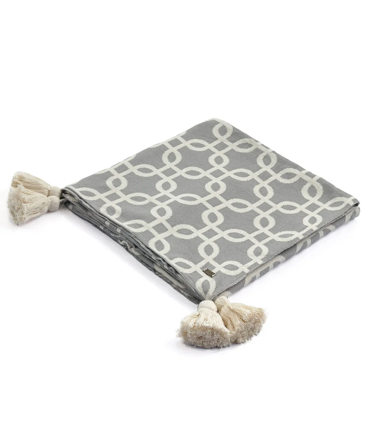 Stroke - Light Grey & Natural 100% Cotton Knitted All Season AC Throw Blanket