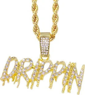 Techno Pave Men's Iced-Out Pendant Necklace ?C 24-Inch Chain, Hip-Hop Streetwear Jewelry