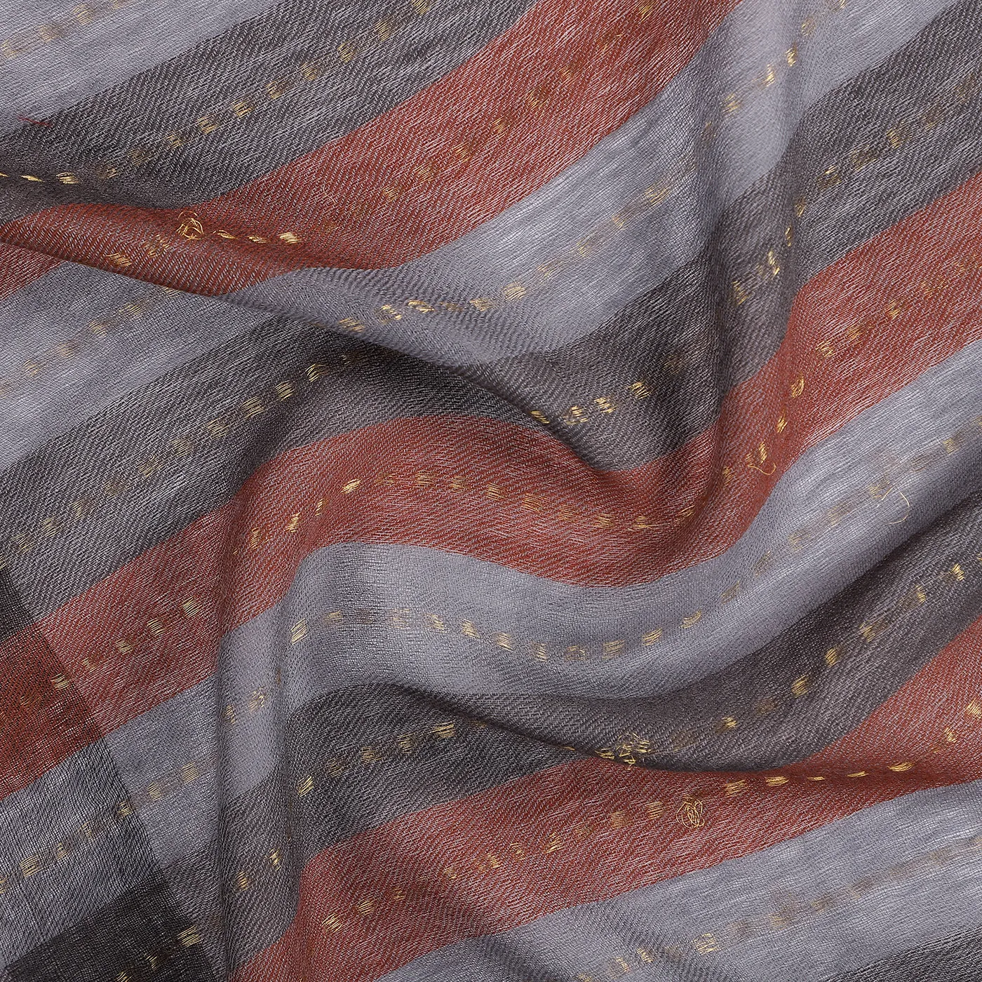 THICK THIN Grey Stripes Printed Stole