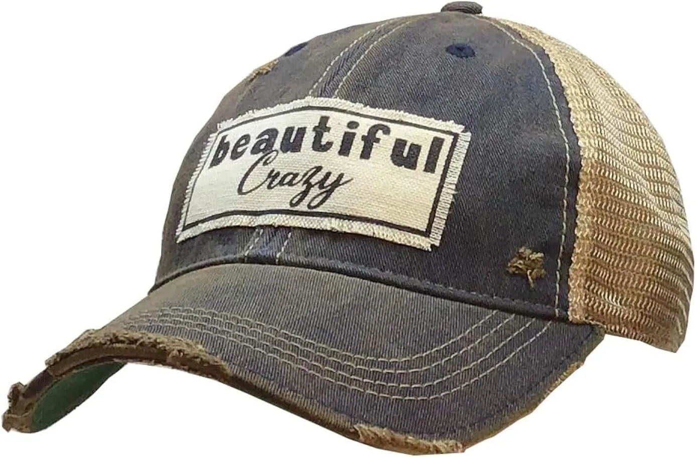 VINTAGE LIFE Beautiful Crazy Vintage Distressed Trucker Cap, Navy Blue, Adult Headwear Accessories
