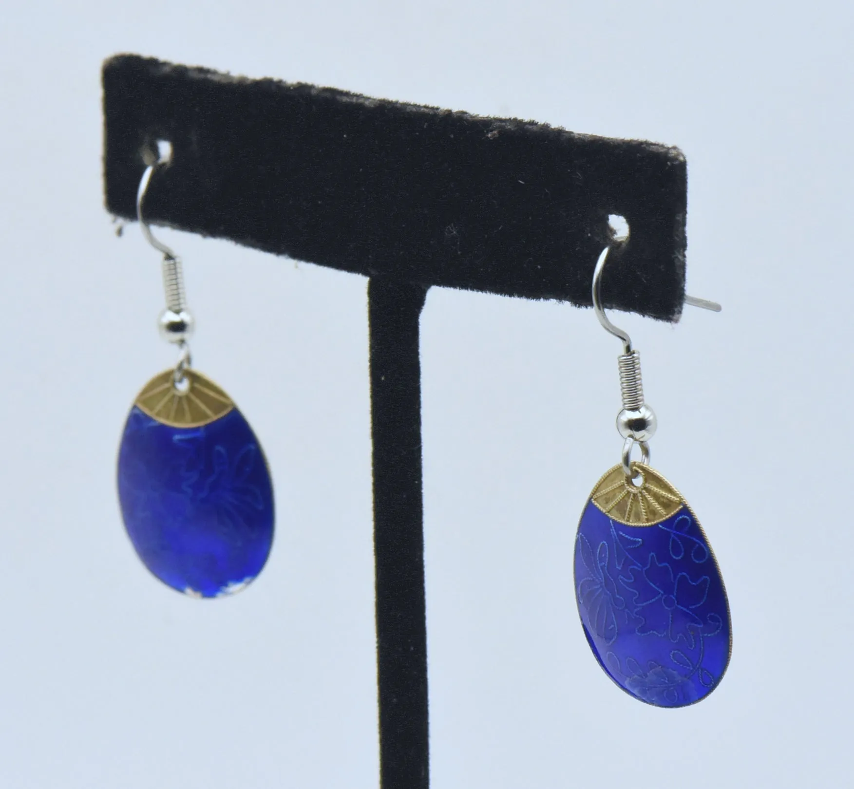 Vintage Silver and Enamel Dangle Earrings