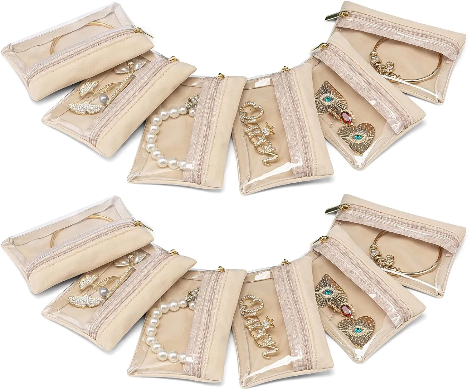 Vlando Travel Jewelry Bags - 12pcs Storage Pouches Organizer Case for Women