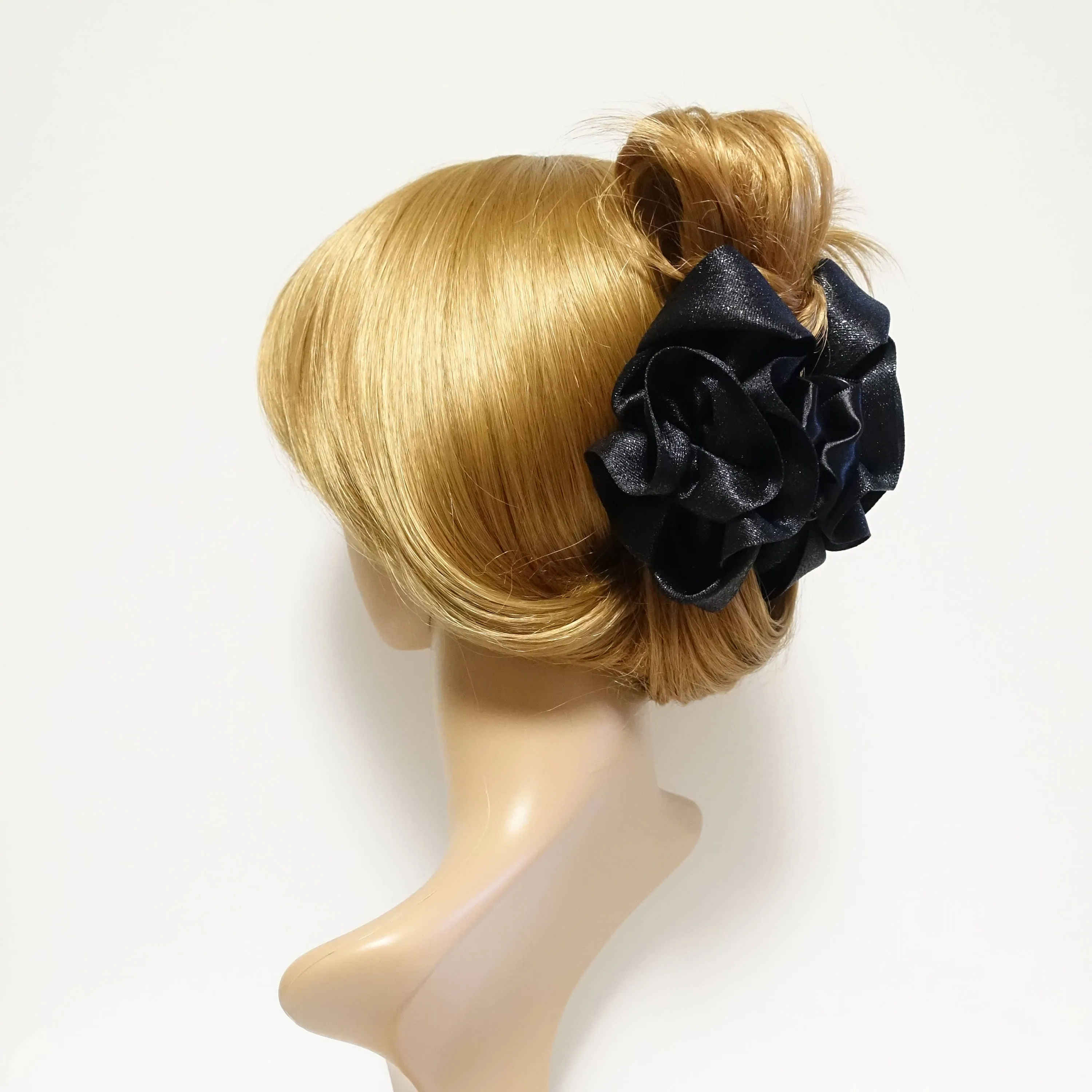 wave flower hair claw Pearl Glittering Satin Flower Hair Jaw clamp handmade women accessory