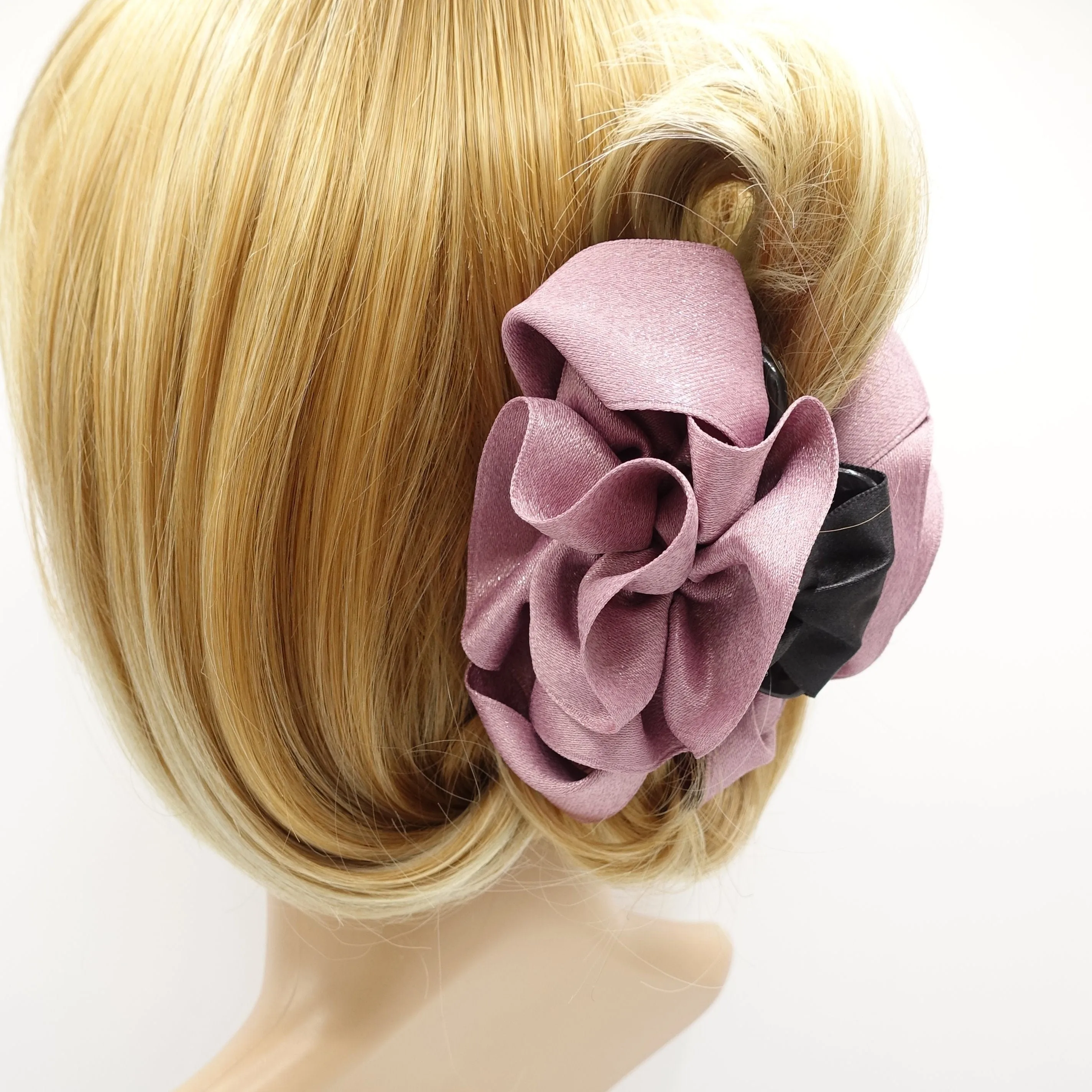 wave flower hair claw Pearl Glittering Satin Flower Hair Jaw clamp handmade women accessory