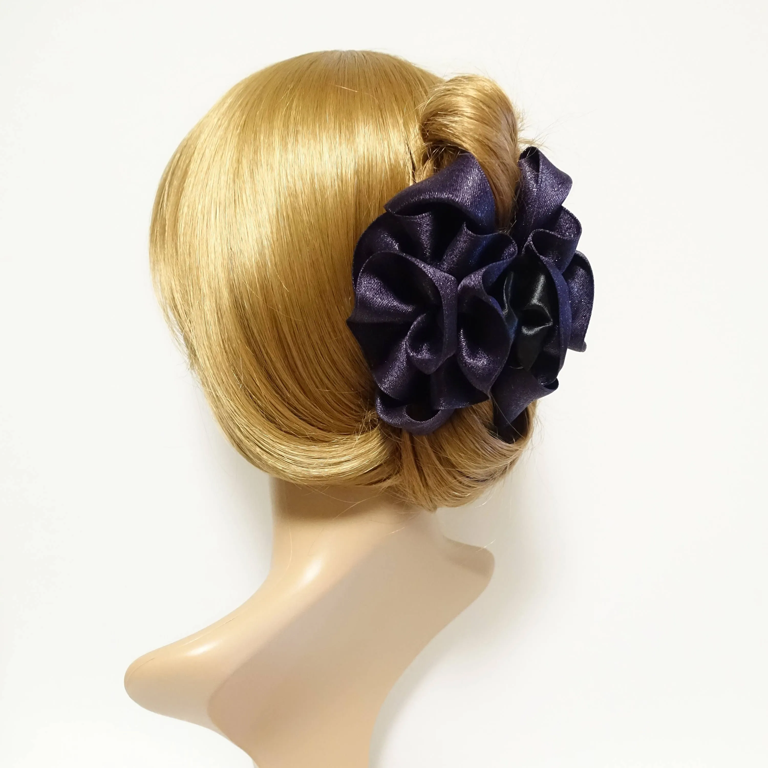 wave flower hair claw Pearl Glittering Satin Flower Hair Jaw clamp handmade women accessory