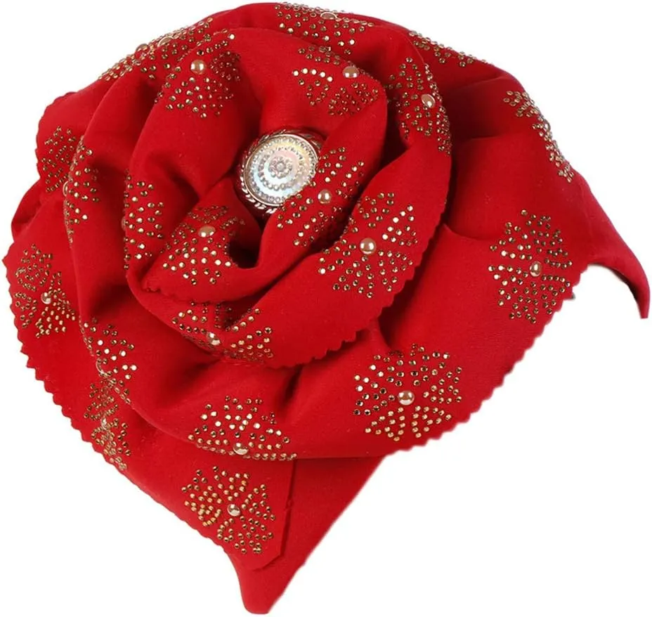 Women Rhinestone Turban Hats Chemo Head Wraps Long Headwear Head Scarves