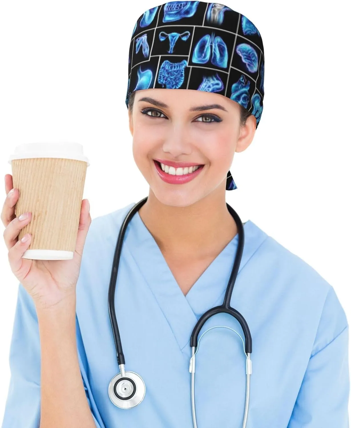 Working Caps Surgical Cap Nurse Hat for Women Men Adjustable with Sweatband