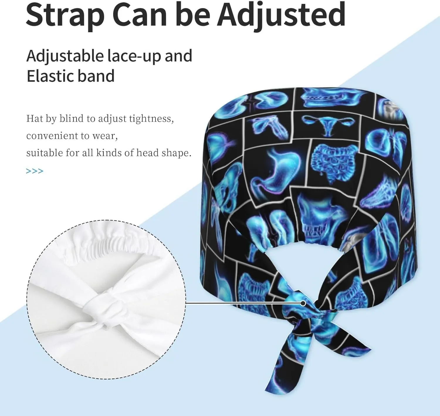 Working Caps Surgical Cap Nurse Hat for Women Men Adjustable with Sweatband
