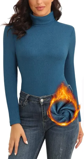 WOWENY Womens Fashion Turtleneck Long Sleeve Thermal Shirts Slim Fit Soft Base Layer Underwear Tops