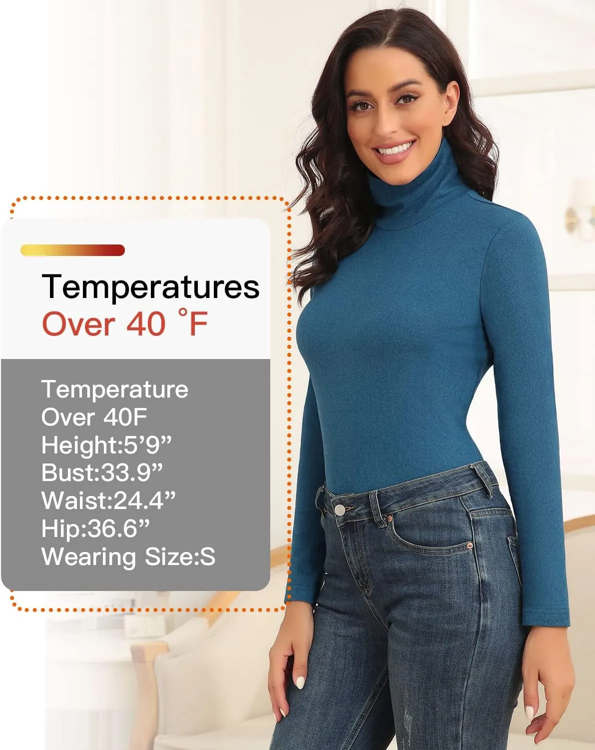 WOWENY Womens Fashion Turtleneck Long Sleeve Thermal Shirts Slim Fit Soft Base Layer Underwear Tops