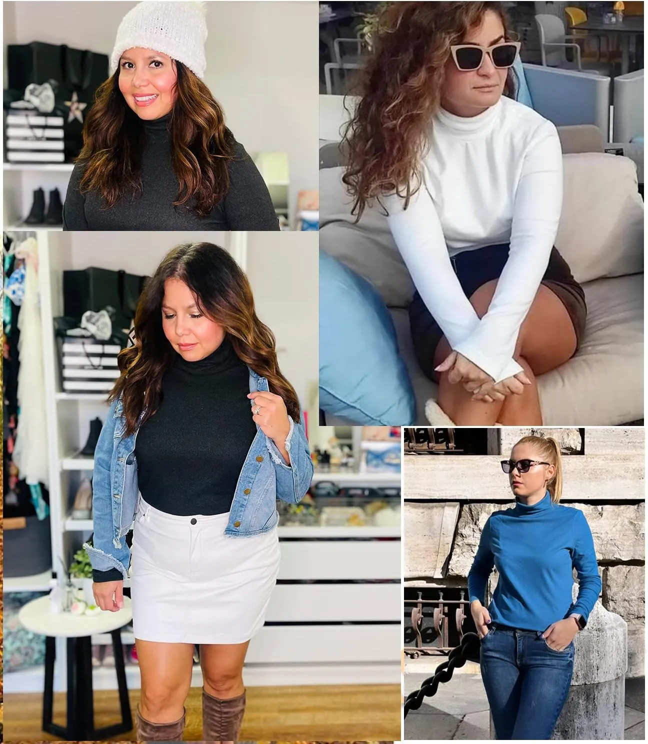 WOWENY Womens Fashion Turtleneck Long Sleeve Thermal Shirts Slim Fit Soft Base Layer Underwear Tops